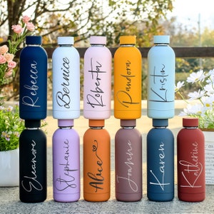 Botellas de agua personalizadas con pajita de 32 onzas, botella de agua  aislada con texto personalizado para mujeres y hombres, taza de acero