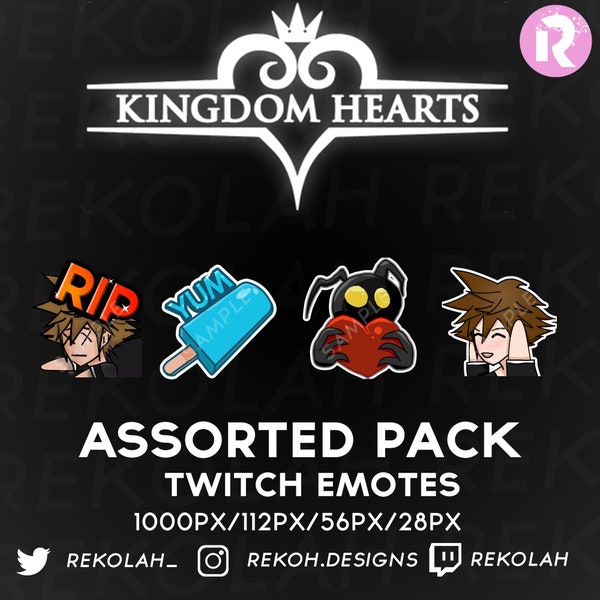 Premade Kingdom Hearts Assorted Emote Pack - Twitch Sub/Bit Badges/Emotes For Streaming, YouTube Twitch, OBS & StreamlabsOBS