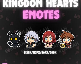Pakiet emotikon Kingdom Hearts 2 – odznaki/emotikony Twitch Sub/Bit do streamingu, YouTube, Twitch, OBS i StreamlabsOBS (pliki PNG)