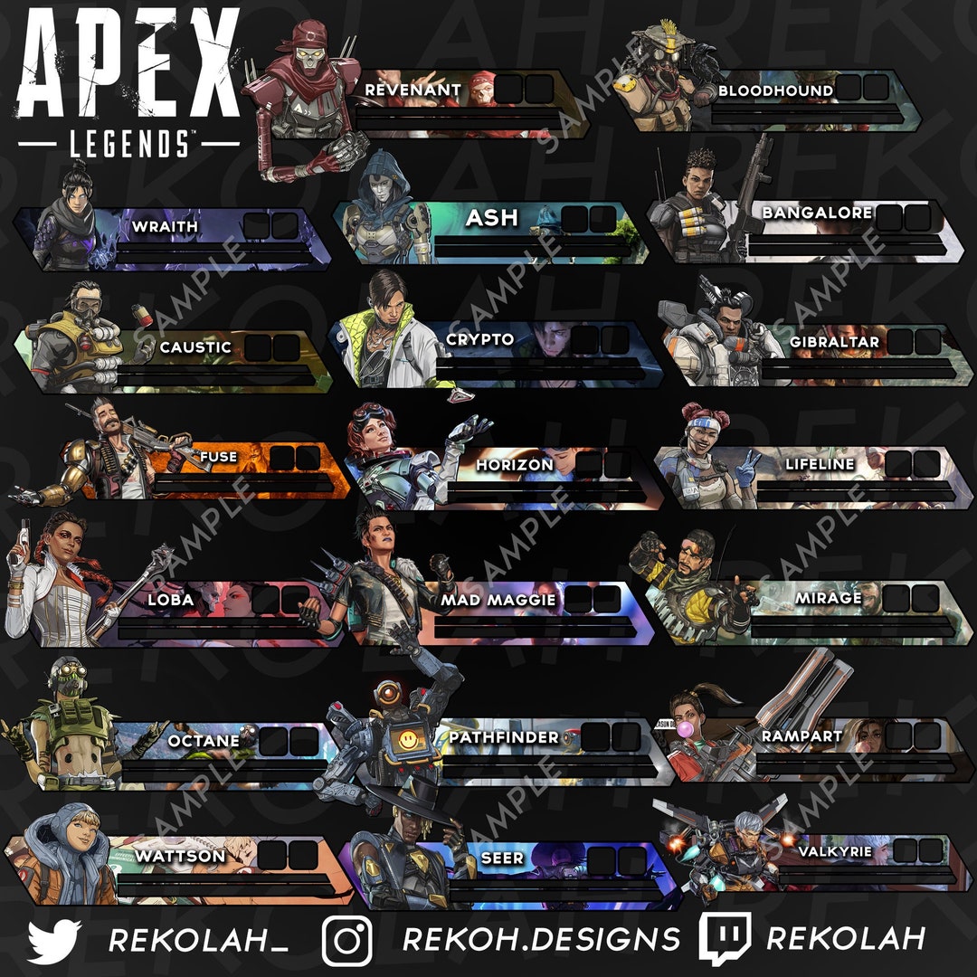 Apex Legends 21 LEGENDS Custom Health Bar Overlays for Etsy