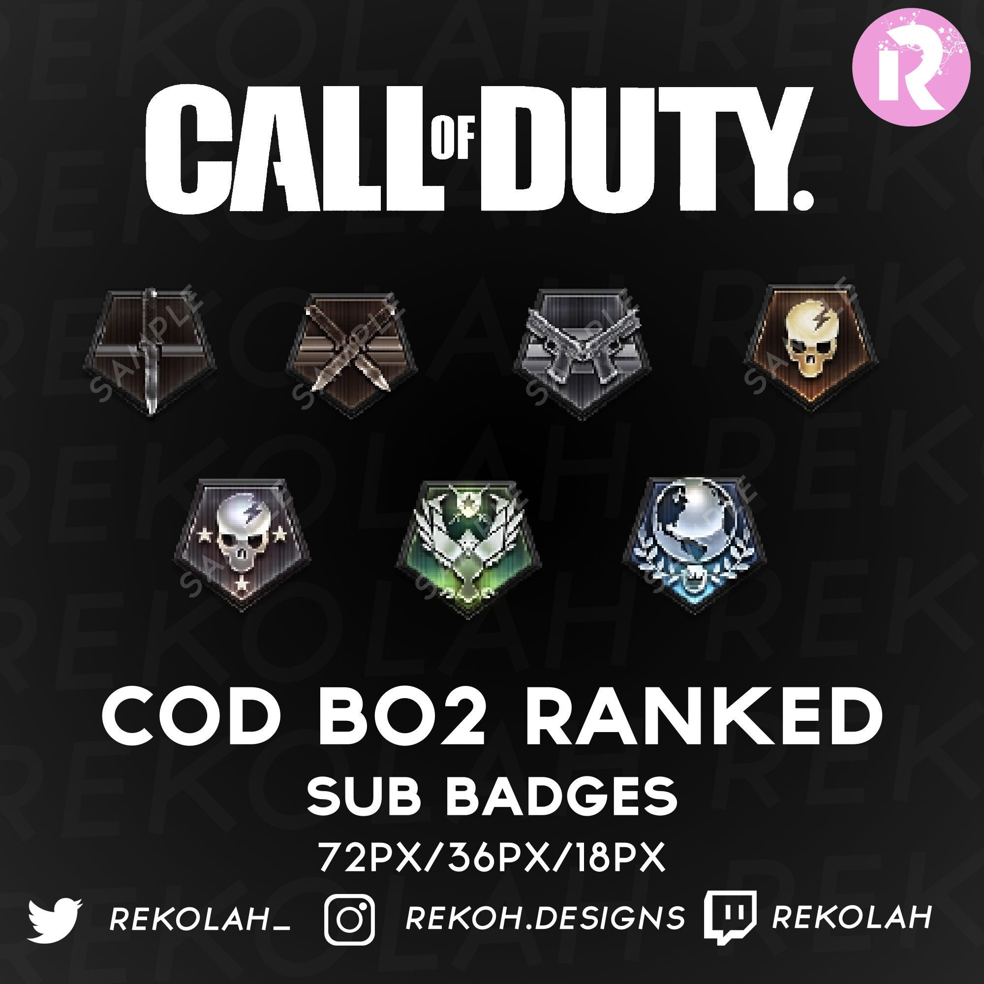Cod BO2 Ranked Badges Twitch Sub/bit Badges/emotes for Streaming ...
