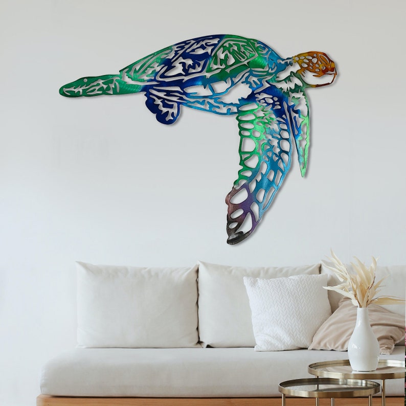 Metal Sea Turtle Metal Turtle Wall Decor Metal Sea Life Etsy Canada
