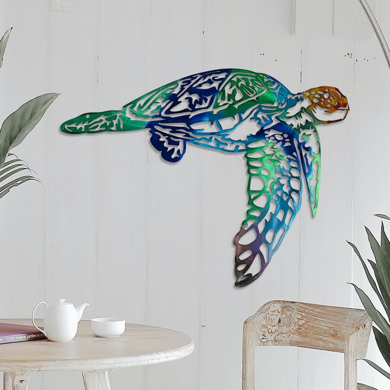 Metal Sea Turtle Metal Turtle Wall Decor Metal Sea Life Etsy Canada