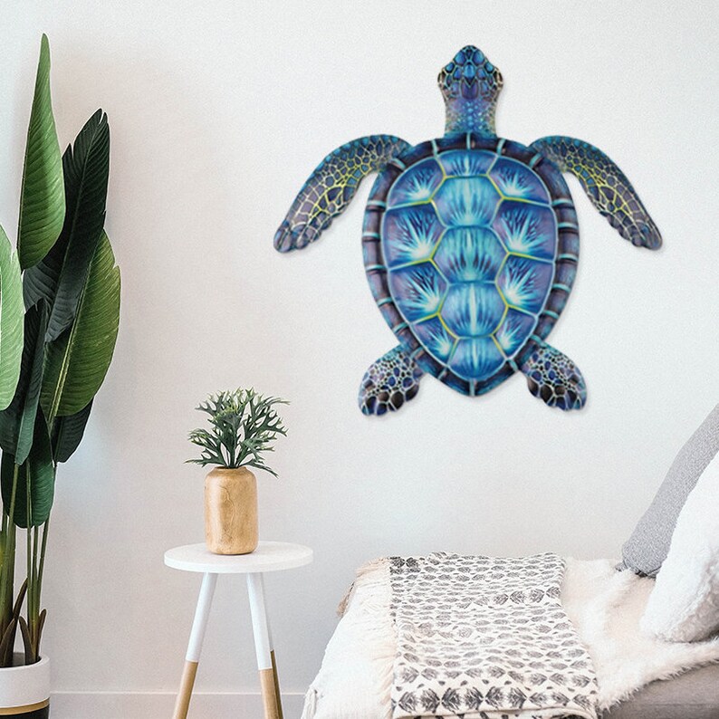 Blue Metal Sea Turtle Metal Turtle Wall Decor Metal Sea Etsy