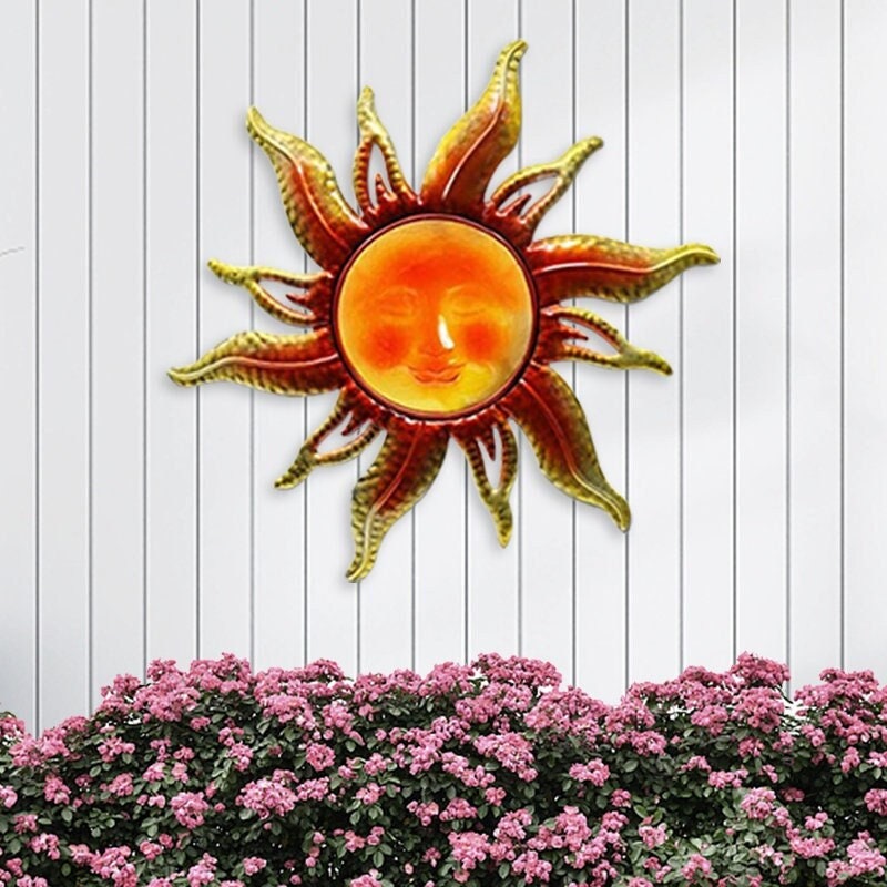 Smiley Sun Metal Wall Art Sun Face Decor Creative Metal Art Etsy