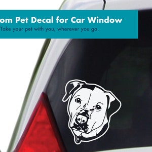 Custom Dog Decal, Buy one Get one Free, Personalized Pet Portrait, Hand Made with Permanent Outdoor Vinyl for Car, Window.