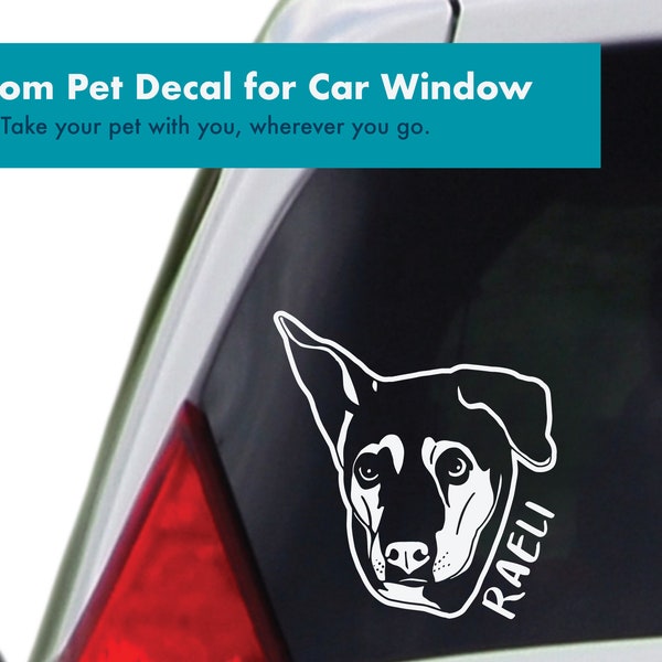 Custom Pet Decal, Buy one Get one Free, Personalized Pet Sticker, Hand Made with Permanent Outdoor Vinyl for Car, Window, Laptop.