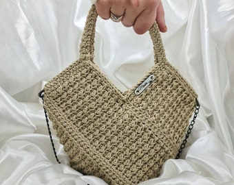 Handmade hand/shouldr bag. DIAMOND.Comfortable,spasius made of cotton yarn.