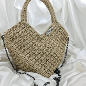 Handmade hand/shouldr bag. DIAMOND.Comfortable,spasius made of cotton yarn. zdjęcie 2