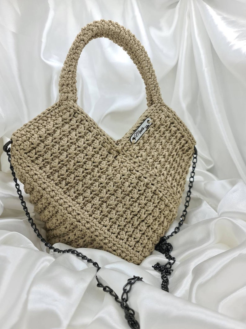 Handmade hand/shouldr bag. DIAMOND.Comfortable,spasius made of cotton yarn. zdjęcie 2