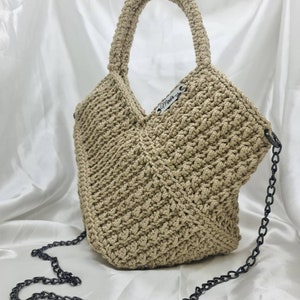 Handmade hand/shouldr bag. DIAMOND.Comfortable,spasius made of cotton yarn. zdjęcie 4