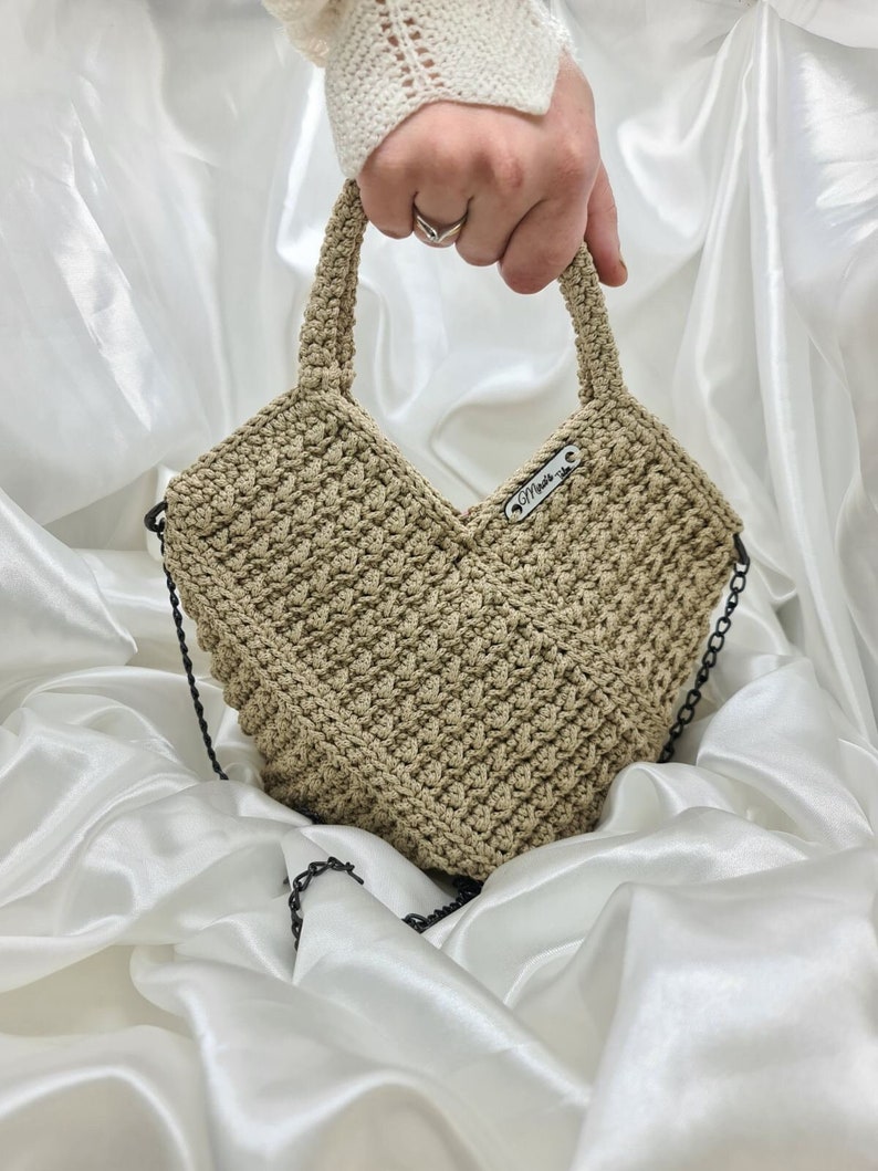 Handmade hand/shouldr bag. DIAMOND.Comfortable,spasius made of cotton yarn. zdjęcie 1