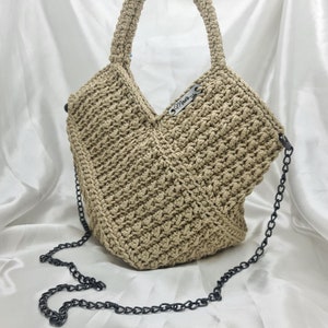 Handmade hand/shouldr bag. DIAMOND.Comfortable,spasius made of cotton yarn. zdjęcie 7