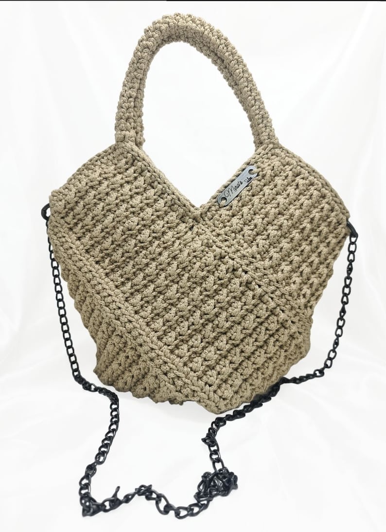 Handmade hand/shouldr bag. DIAMOND.Comfortable,spasius made of cotton yarn. zdjęcie 6