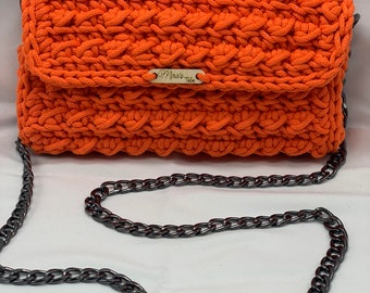 Luxury envelope neon orange handmade bag