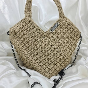 Handmade hand/shouldr bag. DIAMOND.Comfortable,spasius made of cotton yarn. zdjęcie 5