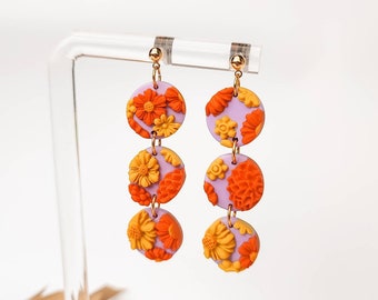 BRIGHT FLORAL DANGLE | Colorful Floral Earrings | Multicolor  Earrings | Bold Floral Earrings | Statement Earrings | Clay Flower Earrings