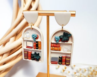 BOOKSHELF EARRINGS | Book Stack Earrings | Miniature Book Earrings | Bookworm earrings | Cute book earrings | Literary earrings | Book Club