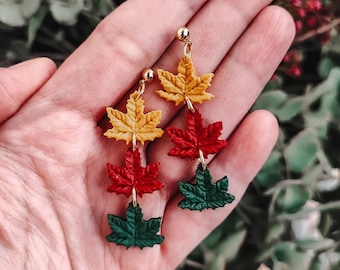 FALL LEAF EARRINGS | Autumn Earrings | Maple Leaf Earrings | Fall foliage earrings | Fall colors earrings | Woodland earrings | Nickel Free