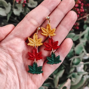 FALL LEAF EARRINGS | Autumn Earrings | Maple Leaf Earrings | Fall foliage earrings | Fall colors earrings | Woodland earrings | Nickel Free