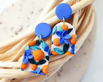 ORANGE FRUIT EARRINGS | Orange Blossom Earrings | Fruit Earrings | Orange Slice Earrings | Citrus Earrings | Nickel Free Earrings