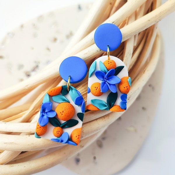 ORANGE FRUIT EARRINGS | Orange Blossom Earrings | Fruit Earrings | Orange Slice Earrings | Citrus Earrings | Nickel Free Earrings