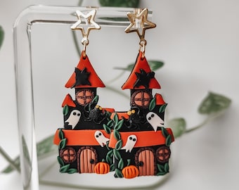 HALLOWEEN EARRINGS | Haunted House Earrings | Spooky Earrings | Ghost Earrings | Festive Earrings | Pumpkin Earrings | Witchy Earrings