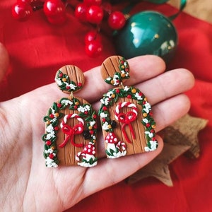 CHRISTMAS CLAY EARRINGS | Christmas Door Earrings | Winter Earrings | Unique Christmas Earrings | Nickel Free Earrings | Quirky Earrings