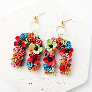 FLORAL BOUQUET EARRINGS | Spring Earrings | Flower Spring Earrings | Statement Floral Earrings | Bold Floral Earrings | Floral Dangle