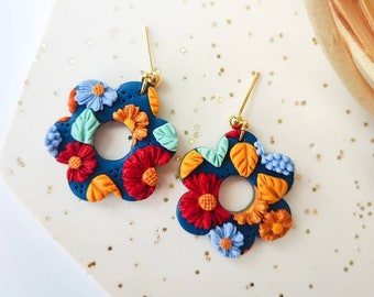 BOUCLES D'OREILLES D'AUTOMNE FLORALES | Pendentif floral d'automne | Pendantes d'automne | Boucles d'oreilles feuilles d'automne | Boucles d'oreilles feuilles d'automne | Boucles d'oreilles couleurs d'automne