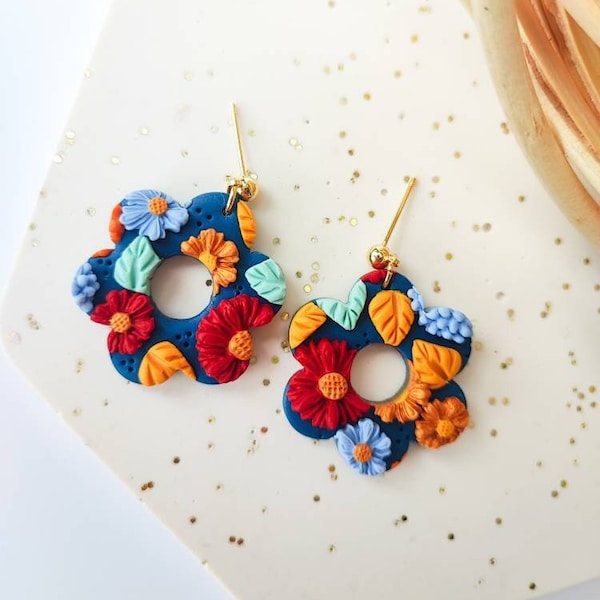 FLORAL FALL EARRINGS | Floral Fall Dangle | Autumn Dangle Earrings | Autumn Leaves Earrings | Fall Leaves Earrings | Fall Colors Earrings