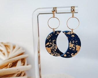 BLUE MOON EARRINGS | Celestial Moon Earrings | Crescent Moon Earrings | Moon Phase Earrings | Clay Moon  Earrings | Moon Dangle Earrings