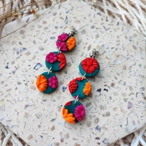 BRIGHT FLORAL DANGLE | Multicolor Floral Dangle l Bold Statement Earrings l Floral Earrings l Colorful Earrings l Nickel Free Earrings