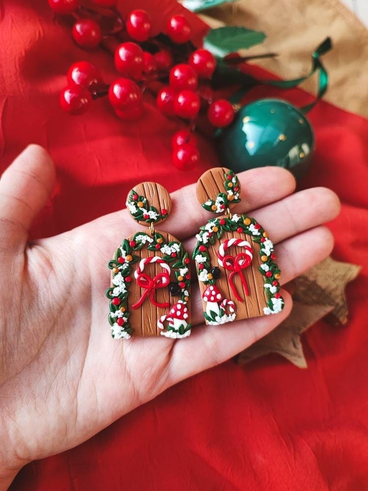 Christmas clay earrings deals