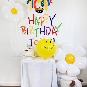 Colorful happy face theme party decoration kit, birthday, baby shower, bright, colorful balloon, fancy balloon