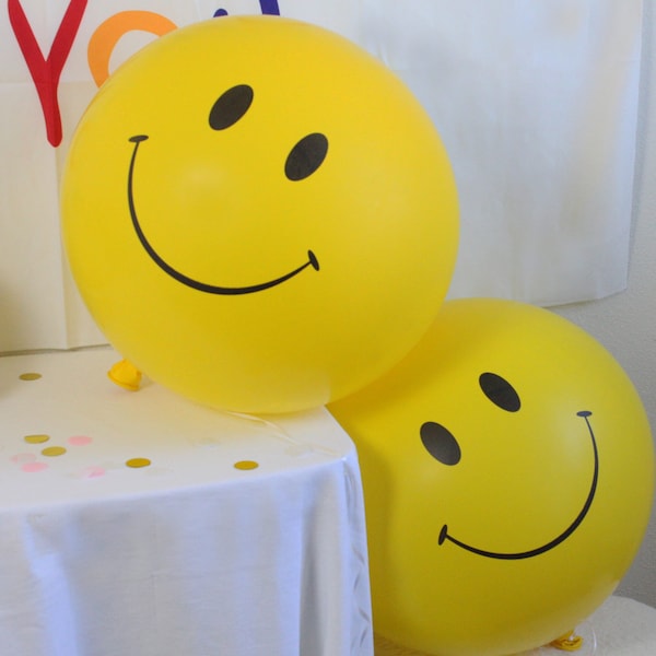 LARGE 36inch smiley face balloon happy face balloon yellow big balloon
