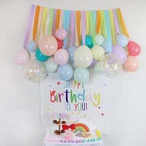 Macaroon low saturation, rainbow theme party balloon kit, birthday, baby shower, afternoon tea