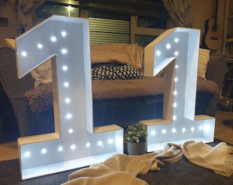 FoamBoard  86cm Numbers/Letters White with LED Lights, Light up numbers/letters, Giant light up numbers, partysign