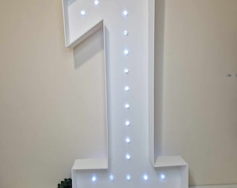4ft Plastic Numbers/Letters White with LED  Gem Lights, Light up numbers/letters, Giant light up numbers, party sign, Waterproof