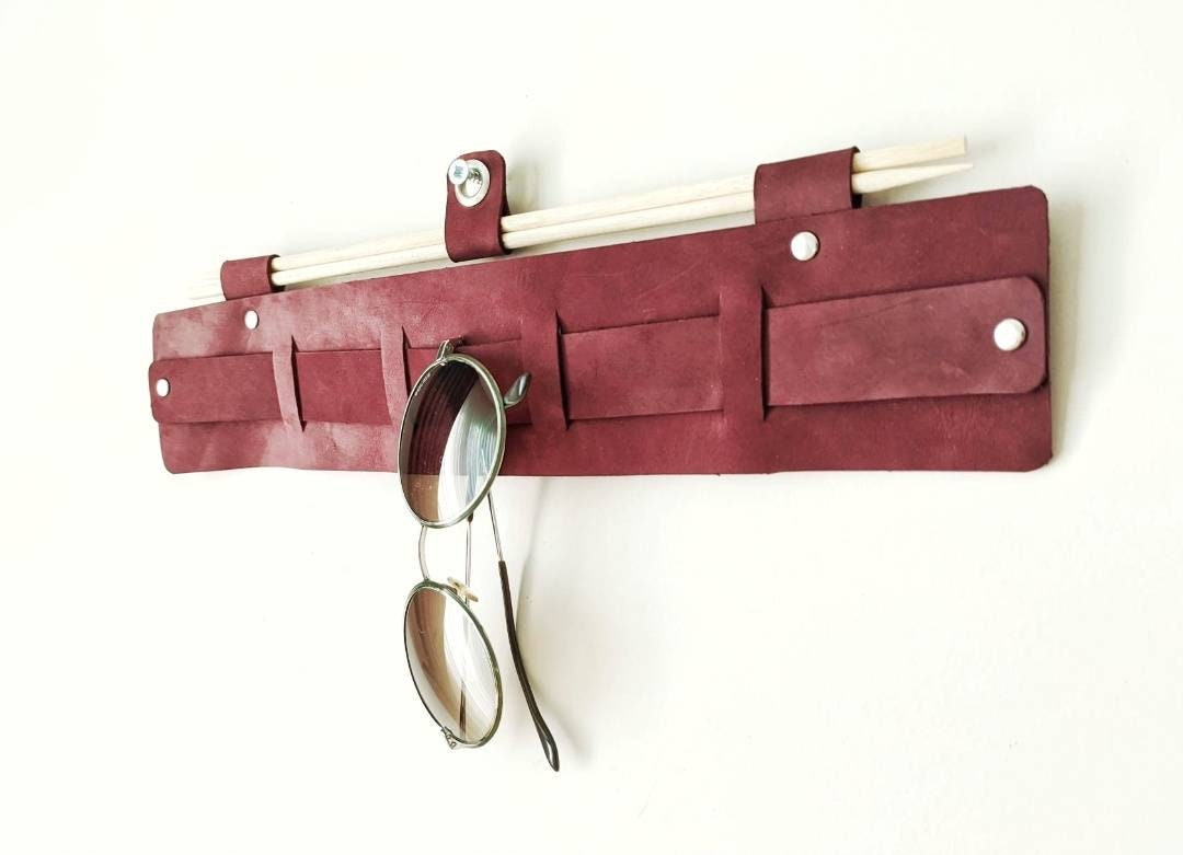 Sunglasses Holder Wall, Leather Glasses Organizer, Brown Eye Glasses