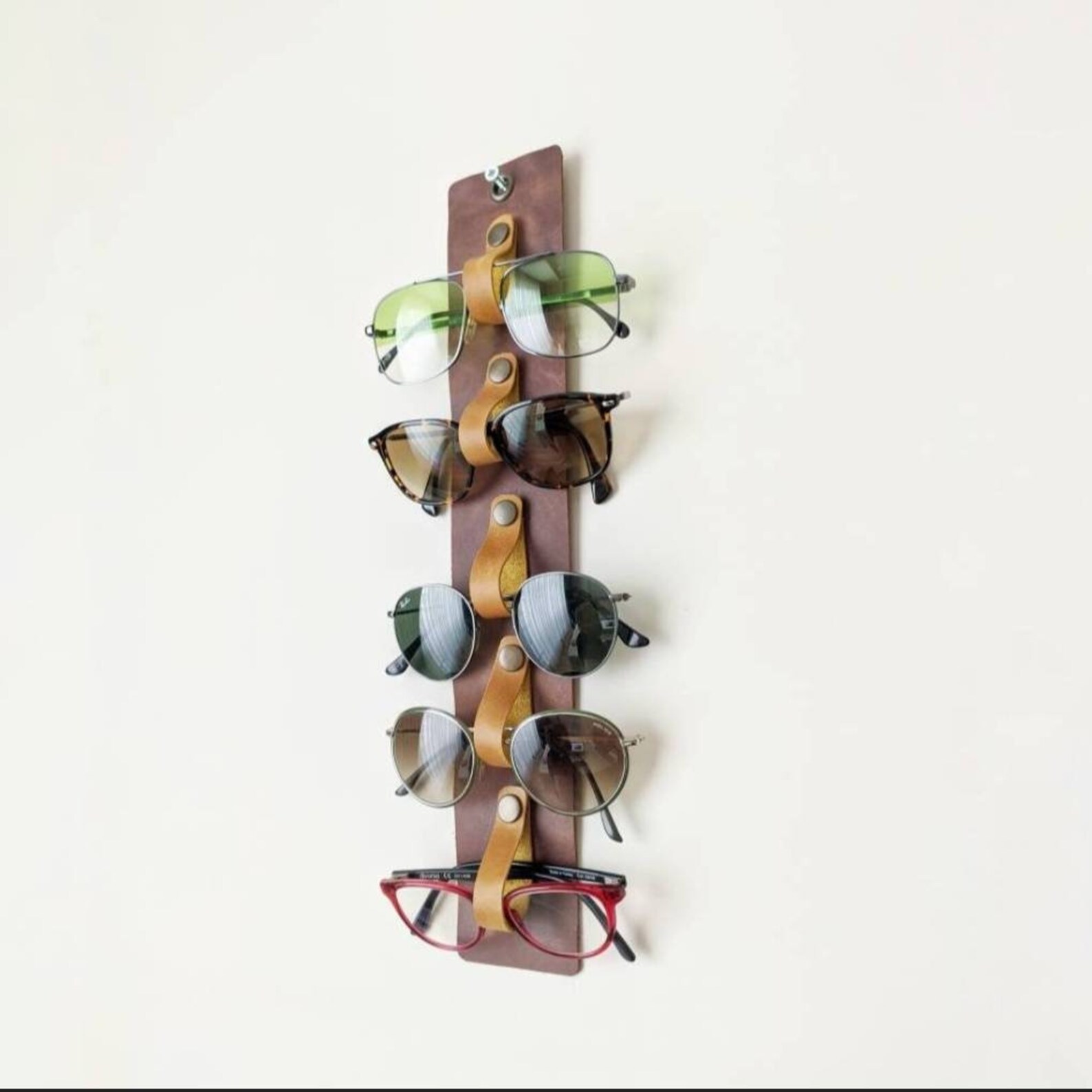 Sunglasses Holder Wall Leather Glasses Organizer Brown Eye Etsy