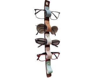 Soporte de pared de cuero para gafas de sol, expositor de gafas hecho a mano, organizador para colgar, estante para gafas, organizador de entrada, regalo de inauguración de la casa.