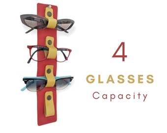Sunglasses Holder Wall, Leather Glasses Organizer, Brown Eye Glasses Storage Display, Minimal Eyeglass Stand, Glasses Hanger, Sunglass Shelf