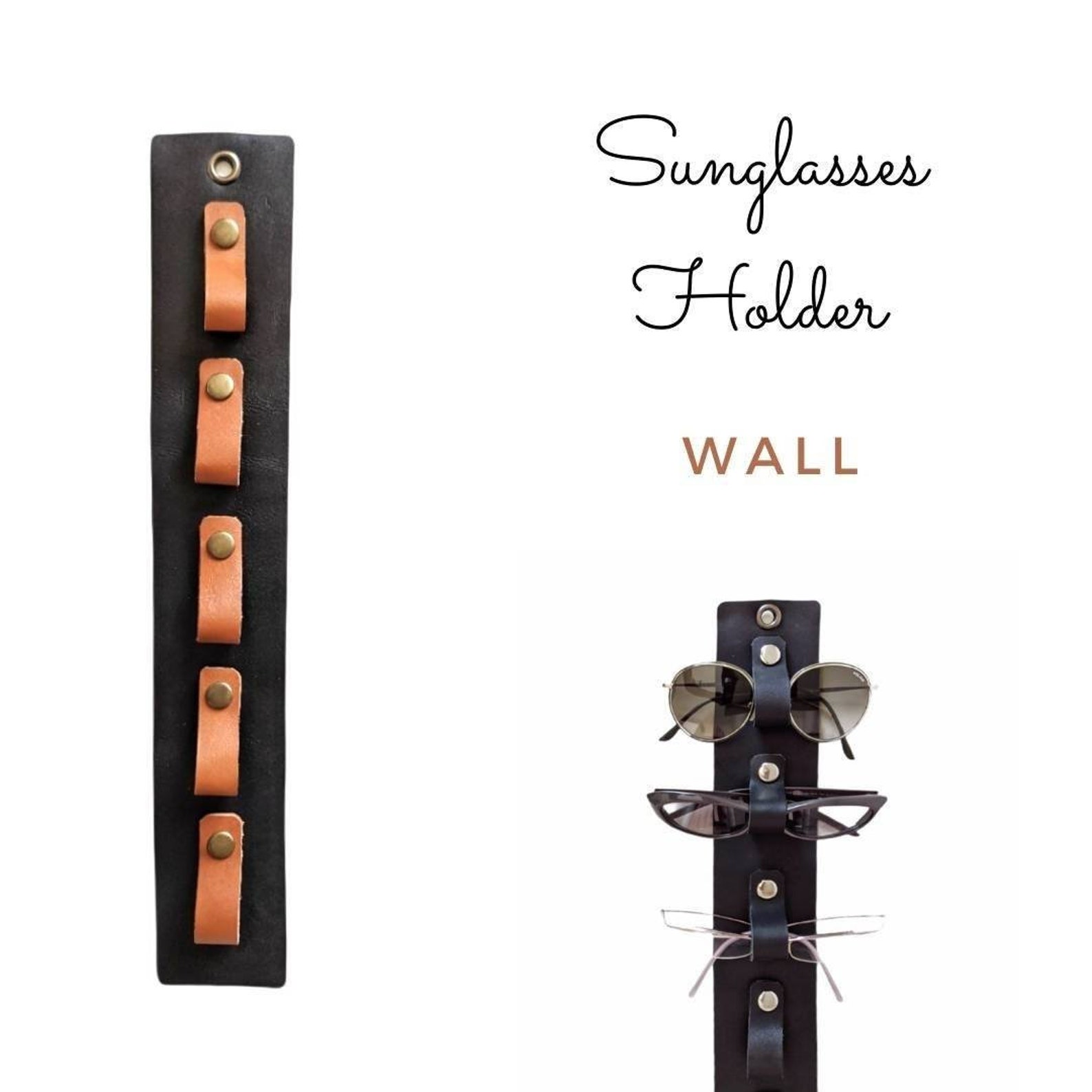 Sunglasses Holder Wall Leather Glasses Organizer Brown Eye Etsy