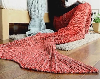 Mermaid Tail Blanket - Handgestrickte Kuschelige Schlafsack-Decke aus Baumwolle