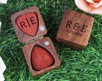 Boîte de rangement en bois pour médiator-Boîte personnalisée-Boîte de médiator pour guitare-Boîte de médiator-Boîte de médiator personnalisée-Cadeau pour les mélomanes