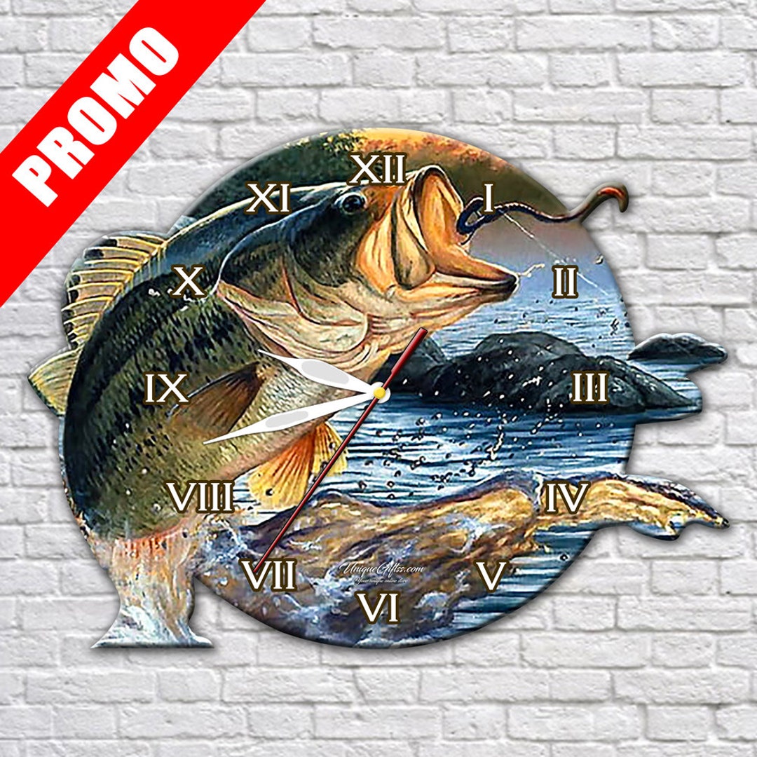 Gift for Fisherman, Fishing Gift, Fishing Wall Clock, Fisherman