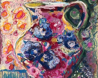 Original oil pastel AMARANTH JUG