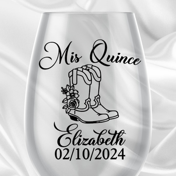 Cowgirl Boots Quince Decals for Cups - DECALS ONLY - Custom QuinceParty Favors - Unique Vinyl Decals for Wine Glasses - Apply Yourself