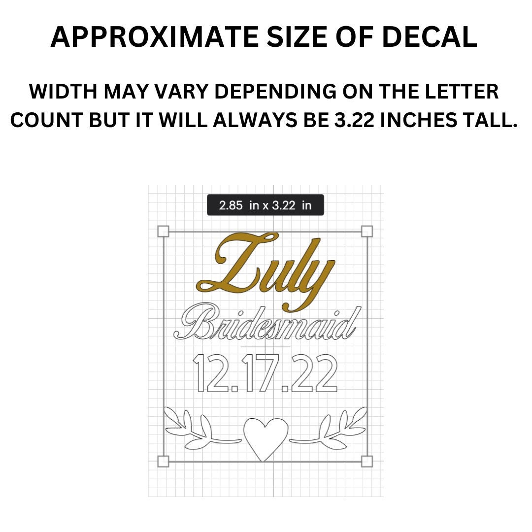 Bridesmaid Decals for Cups DECALS ONLY Custom Wedding Party Favors Personalized Vinyl Decals for